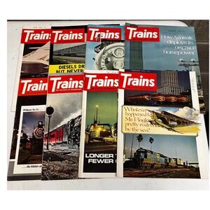Trains Magazine 1975 Railroad History Vintage Railroading Collectible Set (8)